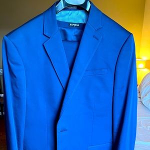 Mens Blue Express Producer 3 Piece Suit Jacket 42 Regular Pants 34 32 Vest Large